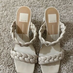 Dolce Vita Braided Double-Strap Slide Sandals in Cream